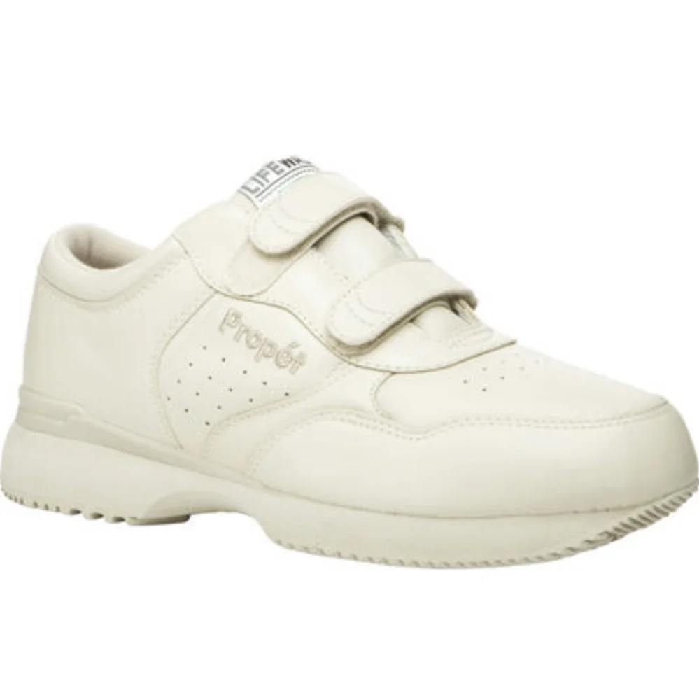 Propet LifeWalker Leather Double Strap Orthopedic Walking Shoes Mens Sneakers